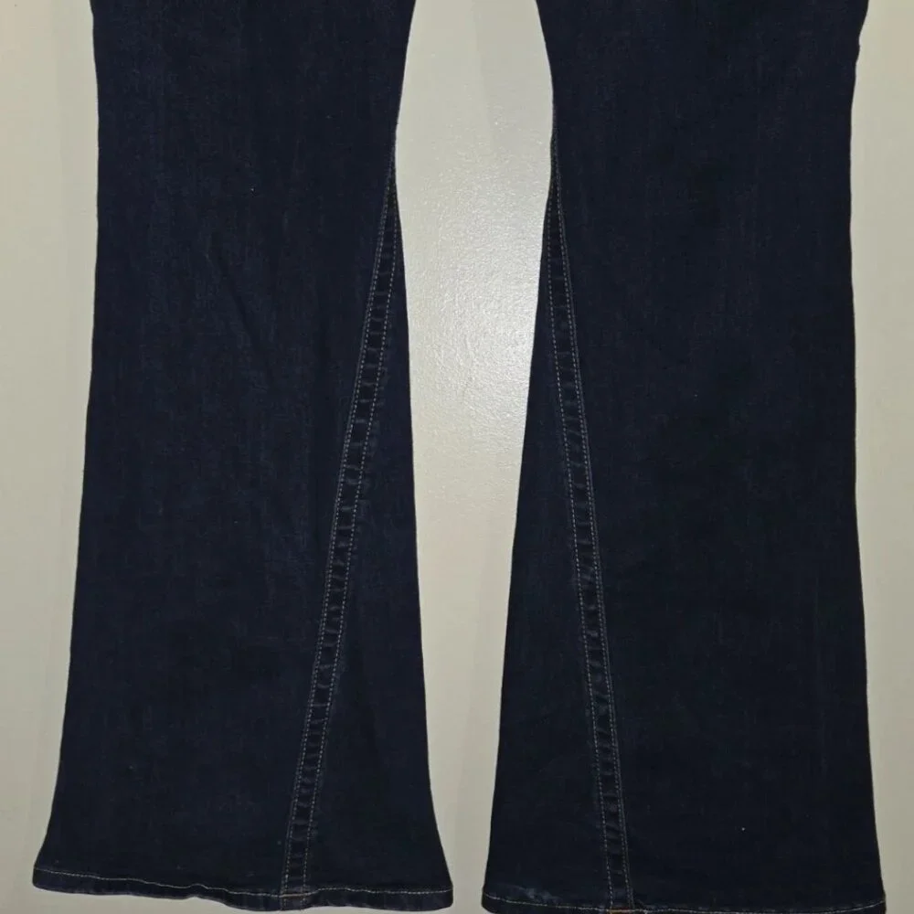 True Religion Joey Style Jeans 33 x 32 Low Rise Vintage Flare Dark Wash Pocket - Picture 5 of 8